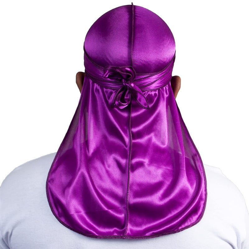 ForceWave Silky Durag for Men Wave Cap Satin Dorag for Men Women 360 Wave Purple - Image 4